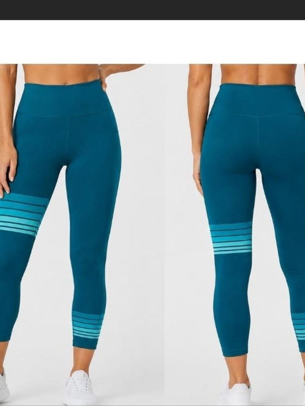 JoyLab High-Rise Seamless Leggings asymmetrical striped accent bands Athletic M